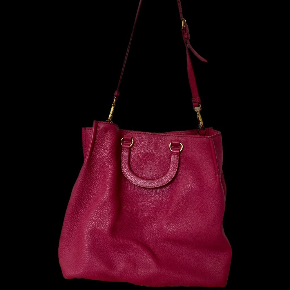Authentic Prada Large Leather Tote Bag with Strap